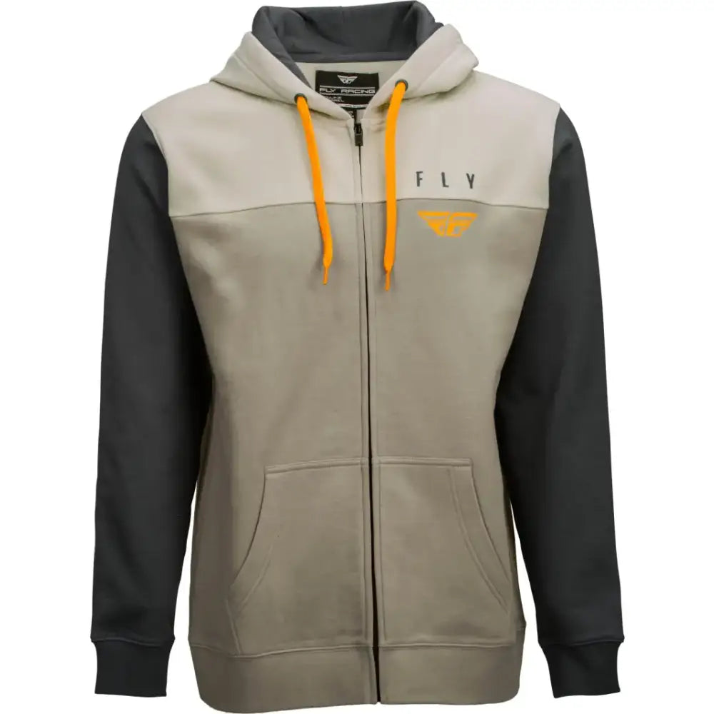 Fly Horizontal Zip Up Hoodie Khaki/Stone/Grey Sm