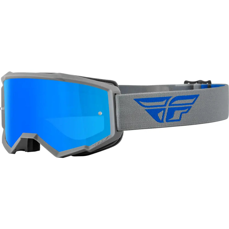 Fly Racing Fly Racing 37-51714 Youth Zone Goggle Grey/Blue W/ Sky Blue Mirror/Smoke Lens