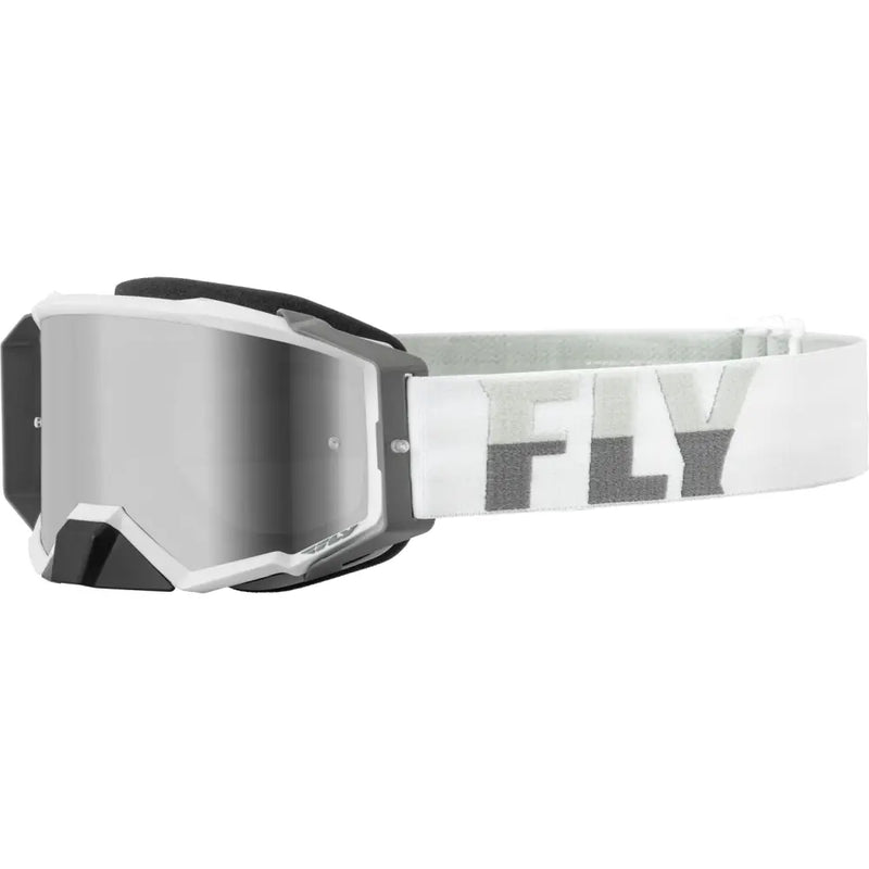 Fly Racing Fly Racing 37-51896 Zone Pro Goggle White/Grey W/ Silver Mirror/Smoke Lens