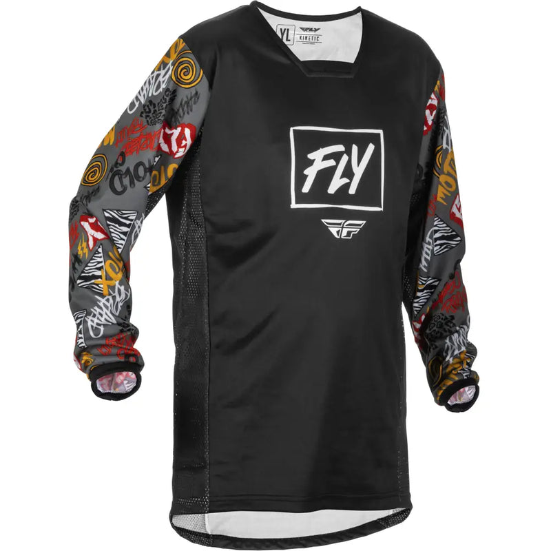 Fly Racing Fly Racing 375-425YS Youth Kinetic Rebel Jersey Black/Grey Ys