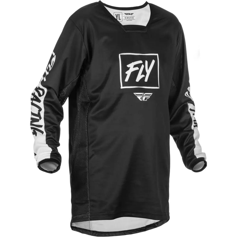 Fly Racing Fly Racing 375-426YX Youth Kinetic Rebel Jersey Black/White Yx