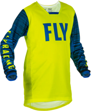 Fly Racing Fly Racing 375-525YS Youth Kinetic Wave Jersey Hi-Vis/Blue Ys