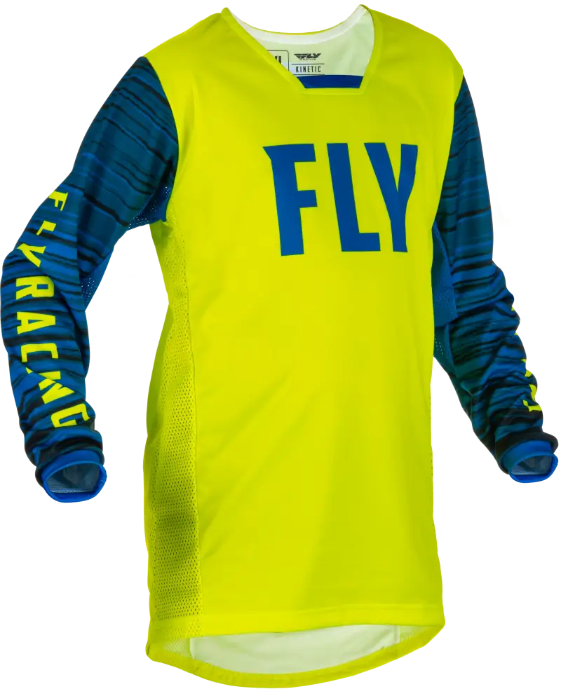 Fly Racing Fly Racing 375-525YS Youth Kinetic Wave Jersey Hi-Vis/Blue Ys