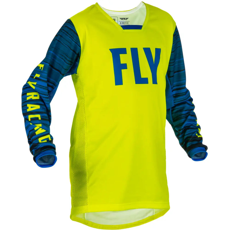 Fly Racing Fly Racing 375-525YX Youth Kinetic Wave Jersey Hi-Vis/Blue Yx