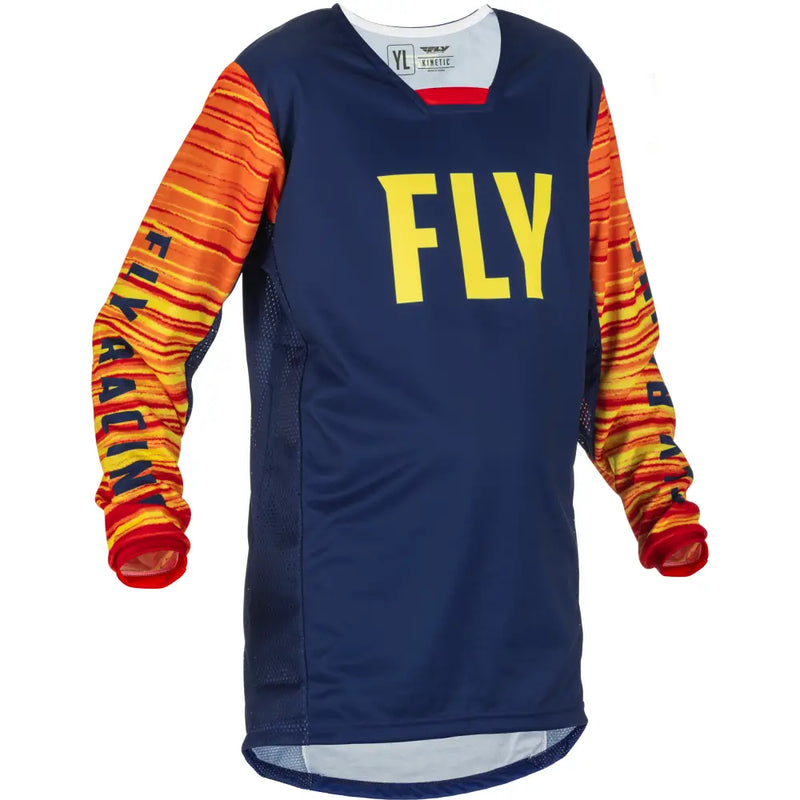 Fly Racing Fly Racing 375-526YL Youth Kinetic Wave Jersey Navy/Yellow/Red Yl