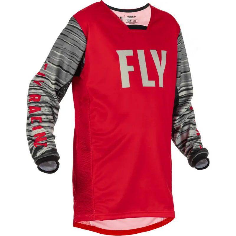 Fly Racing Fly Racing 375-527YS Youth Kinetic Wave Jersey Red/Grey Ys