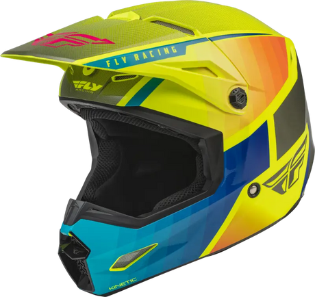 Fly Racing Fly Racing 73-8642YS Youth Kinetic Drift Helmet Blue/Hi-Vis/Charcoal Ys