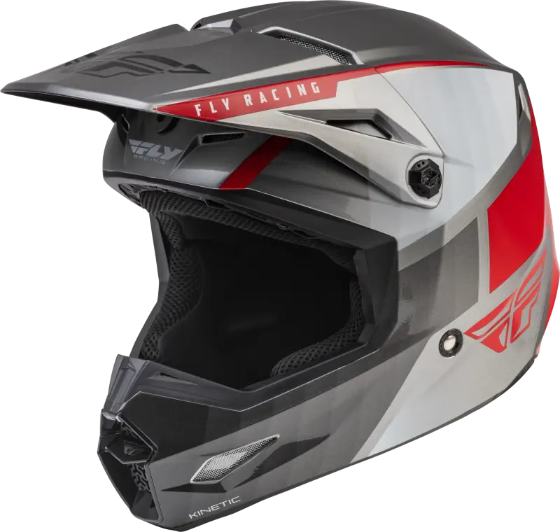 Fly Racing Fly Racing 73-8643YS Youth Kinetic Drift Helmet Charcoal/Light Grey/Red Ys