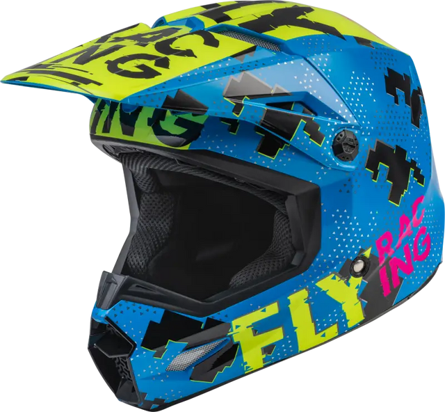 Fly Racing Fly Racing F73-3492YS Youth Kinetic Scan Helmet Blue/Hi-Vis/Pink Ys