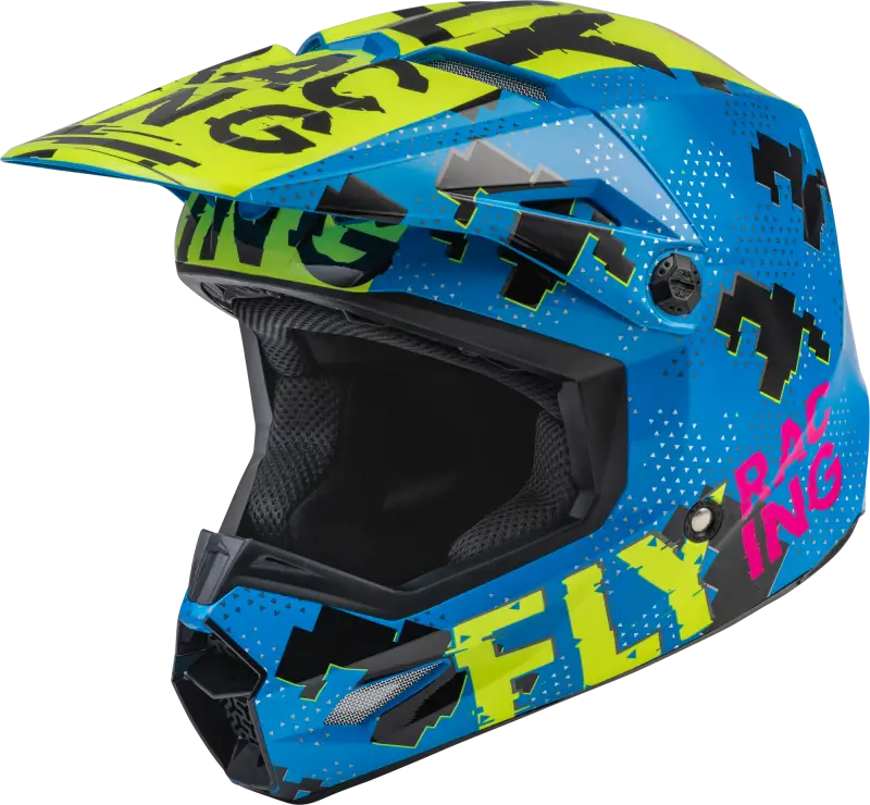 Fly Racing Fly Racing F73-3492YS Youth Kinetic Scan Helmet Blue/Hi-Vis/Pink Ys