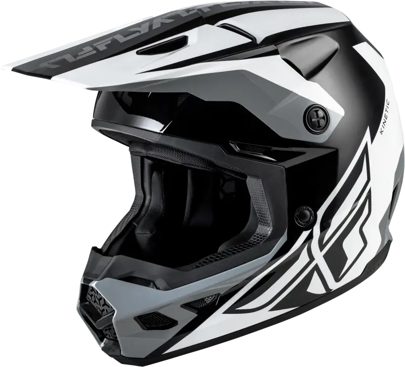 Kinetic Crest Helmet Black/White/Grey 2x - FLY RACING