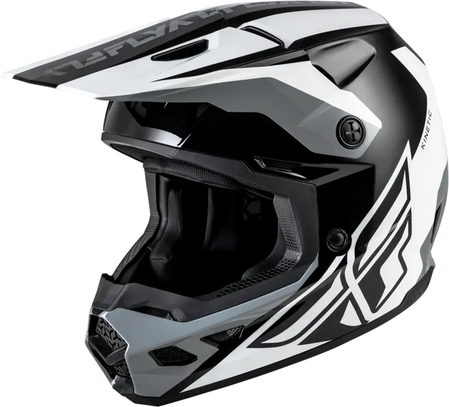 Kinetic Crest Helmet Black/White/Grey 2x - FLY RACING