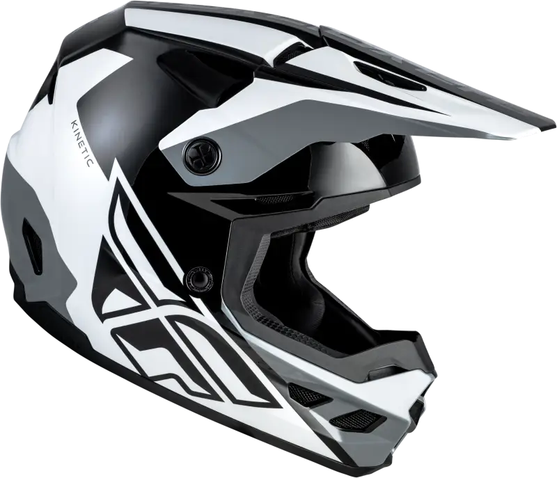 Kinetic Crest Helmet Black/White/Grey 2x - FLY RACING