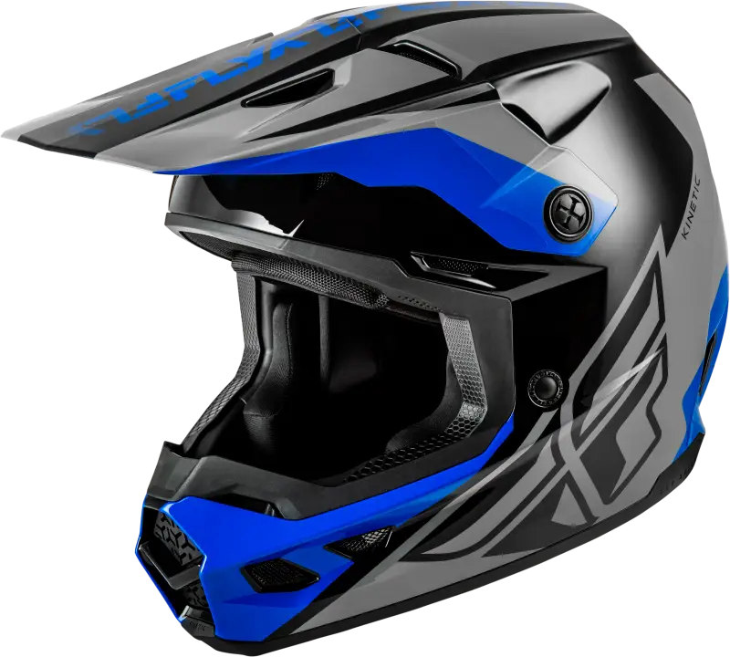 Kinetic Crest Helmet Grey/Black/Blue Xs - FLY RACING