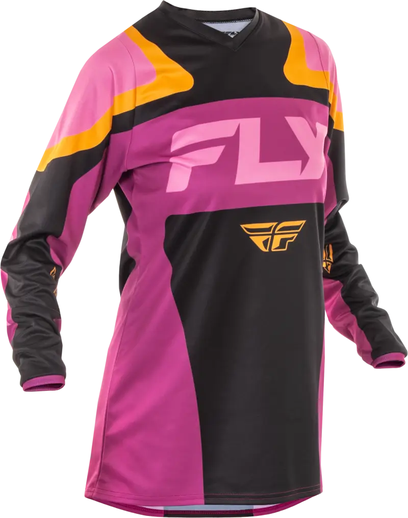 FLY RACING Women's F 16 Jersey - Black/Mauve/Yellow - Size Small - FLY RACING