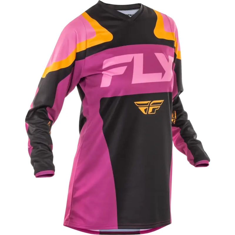 FLY RACING Women's F 16 Jersey - Black/Mauve/Yellow - Size Small - FLY RACING