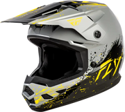 Youth Kinetic Drip Helmet Grey/Black/Yellow Ym - FLY RACING