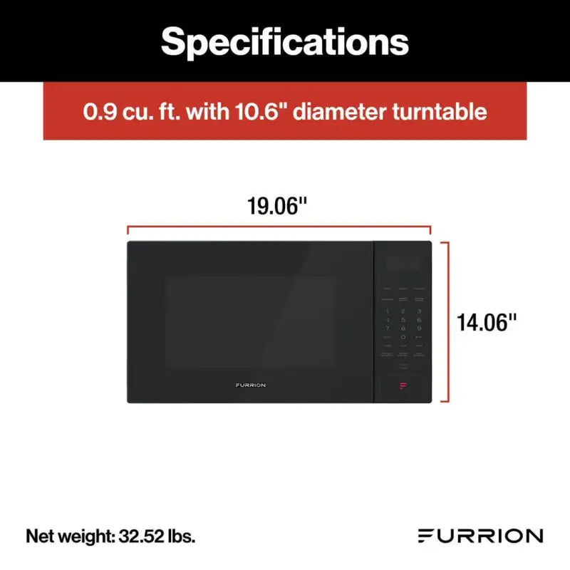 FMSN09-BL Furrion Llc 0.9 Cu Ft Builtin Microwave Black with sleek design, 19.06" width and 14.06" height, ideal for RV, Automotive, Powersports, off-road, marine, exterior, truck accessories, interior, truck bed, rv parts, Inside RV, RV Parts Shop, Exterior Parts & Accessories, RV Appliances RV Air Conditioner RV Refer, AVADA - Best Sellers