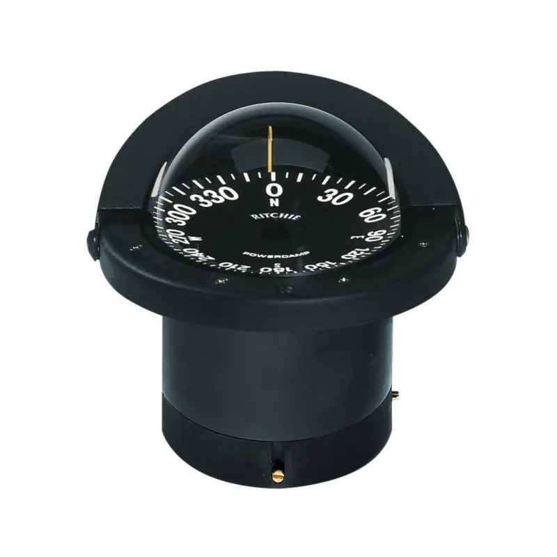 FN-201 Ritchie Navi Compass Flush Mount 4.5' Dial Black, precision marine navigation compass, sleek black design, durable and reliable, ideal for boat dashboards.