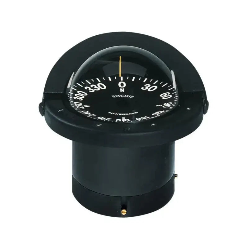 FN-201 Ritchie Navi Compass Flush Mount 4.5' Dial Black, precision marine navigation compass, sleek black design, durable and reliable, ideal for boat dashboards.