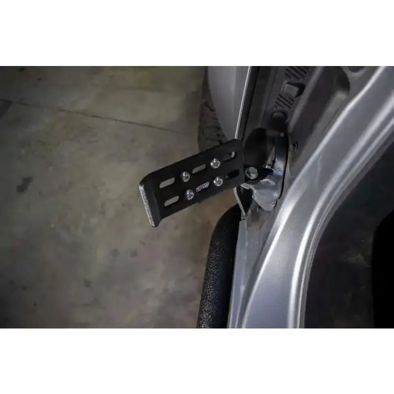 Foot Peg Mounts To Door Hinge; Ribbed Design; Non-Folding; Powder Coated; Black; Steel; Set Of 2 - Truck & Automotive