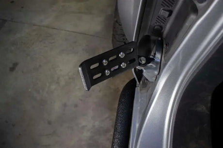 Foot Peg Mounts To Door Hinge; Ribbed Design; Non-Folding; Powder Coated; Black; Steel; Set Of 2 - Truck & Automotive