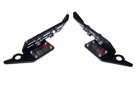 Foot Peg Mounts To Door Hinge; Ribbed Design; Non-Folding; Powder Coated; Black; Steel; Set Of 2 - Truck & Automotive