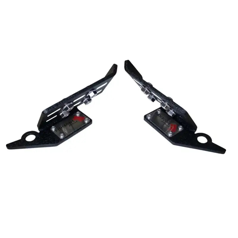 Foot Peg Mounts To Door Hinge; Ribbed Design; Non-Folding; Powder Coated; Black; Steel; Set Of 2 - Truck & Automotive