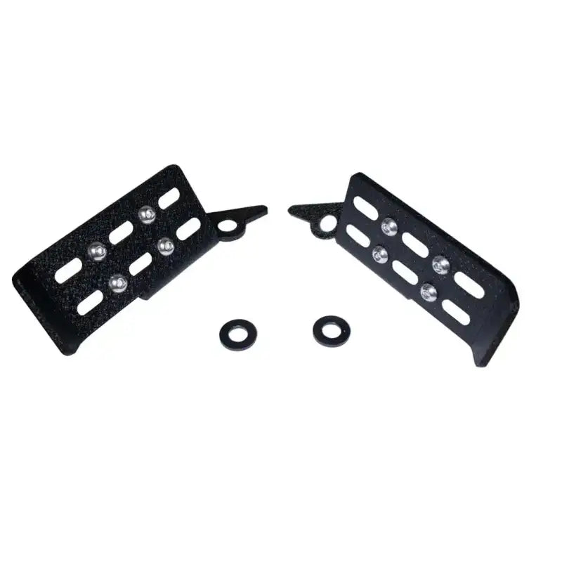 Foot Peg Mounts To Door Hinge; Ribbed Design; Non-Folding; Powder Coated; Black; Steel; Set Of 2 - Truck & Automotive