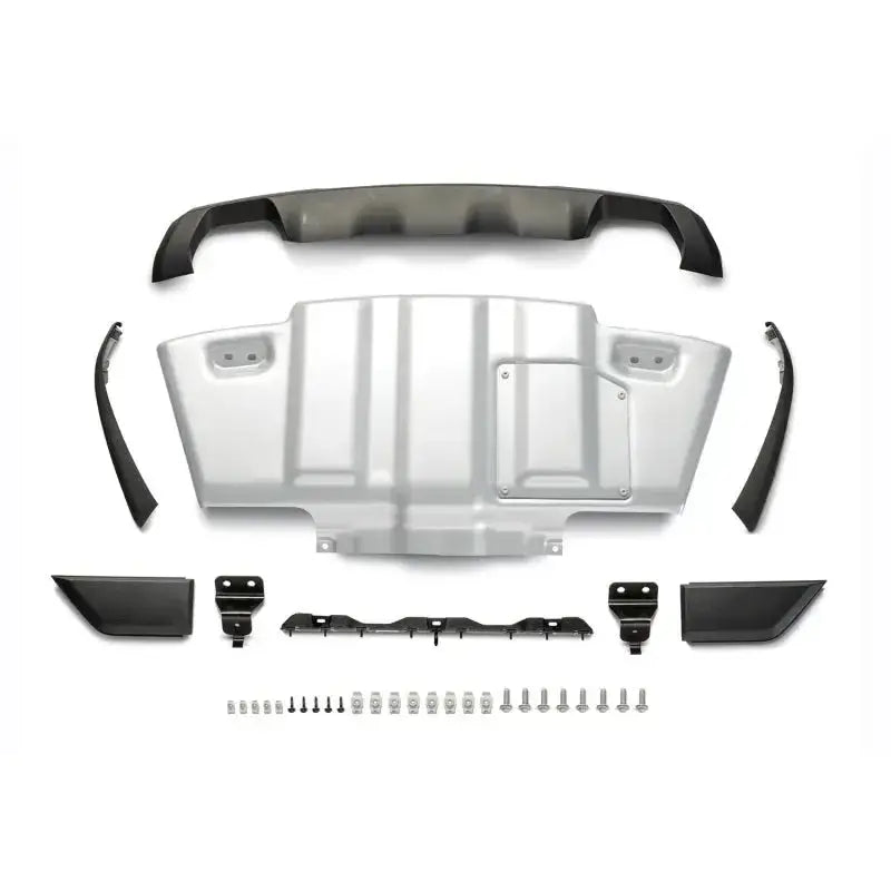 Ford Racing 2021+ Ford F-150 Front Skid Plate Kit with robust 3/16 thick powder-coated aluminum construction and enhanced protection for transmission and transfer case.