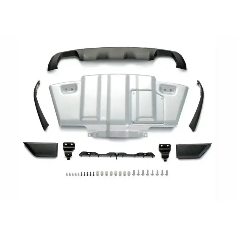 Ford Racing 2021+ Ford F-150 Front Skid Plate Kit - Powder-coated aluminum, Raptor enhanced, robust construction for optimal protection against rock damage, seamless fit.