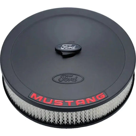 Ford Racing Air Cleaner Kit - Black Crinkle Finish w/ Red Mustang Emblem - Filters