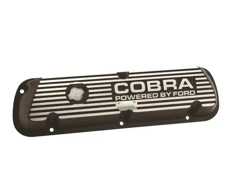 Ford Racing Black Satin Valve Cover with Black and Silver Cobra design