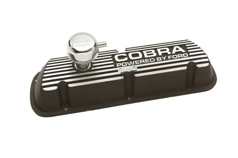 Brown and silver Cobra valve cover for Ford Racing Black Satin Valve Cover Cobra