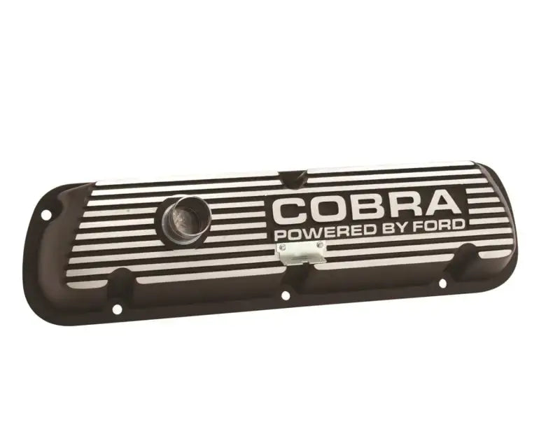 Ford Racing Black Satin Valve Cover with sleek black and silver Cobra design