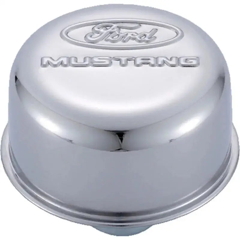 Ford Racing Chrome Breather Cap with Mustang Logo, stylish racing chrome breather for Mustang