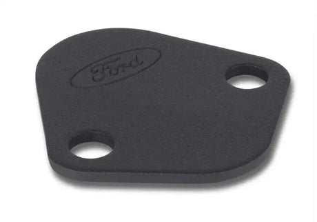 Ford Racing Fuel Pump Block Off Plate with Black Crinkle Finish and Ford Oval Logo. Perfect for RV, Automotive, Powersports, off-road, marine, exterior, truck accessories, interior, truck bed, RV parts. Performance, Engine Components, AVADA - Best Sellers, Must Haves, Engine Components, Block Off Plates.