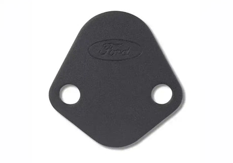 Ford Racing Fuel Pump Block Off Plate - Black Crinkle Finish with Ford Oval Logo. Ideal for RV, Automotive, Powersports, off-road, marine, exterior, truck accessories, interior, truck bed, RV parts. Performance, Engine Components, AVADA - Best Sellers, Must Haves, Engine Components, Block Off Plates.