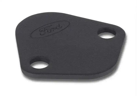 Ford Racing Fuel Pump Block Off Plate with Black Crinkle Finish and Ford Oval Logo. Perfect for RV, Automotive, Powersports, off-road, marine, exterior, truck accessories, interior, truck bed, RV parts. Performance, Engine Components, AVADA - Best Sellers, Must Haves, Engine Components, Block Off Plates.