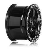 Forgestar F001 18X12 D5 Beadlock 5X120.65 ET56 BS8.8 Gloss Black w/ Machine Lip 78.1 - Truck & Automotive