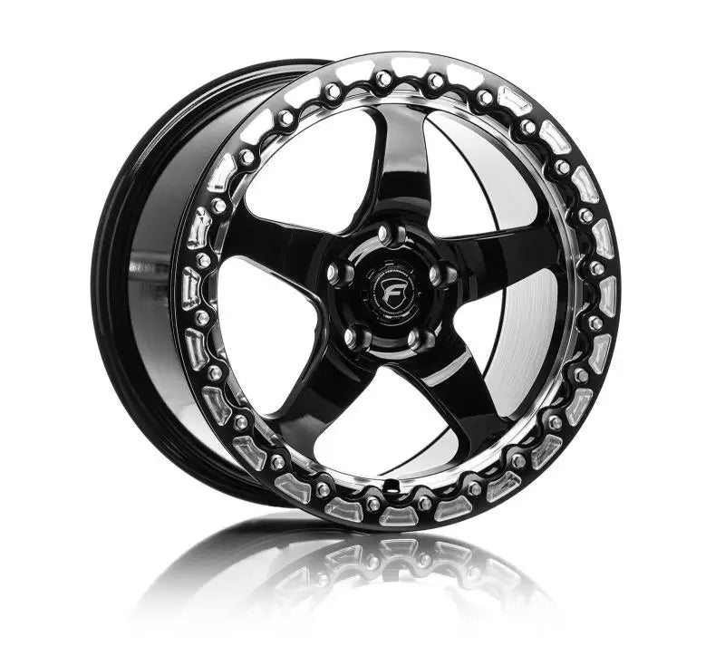 Forgestar F001 18X12 D5 Beadlock 5X120.65 ET56 BS8.8 Gloss Black w/ Machine Lip 78.1 - Truck & Automotive