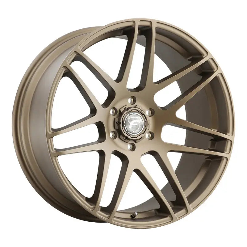 Bronze-colored, multi-spoke wheel.