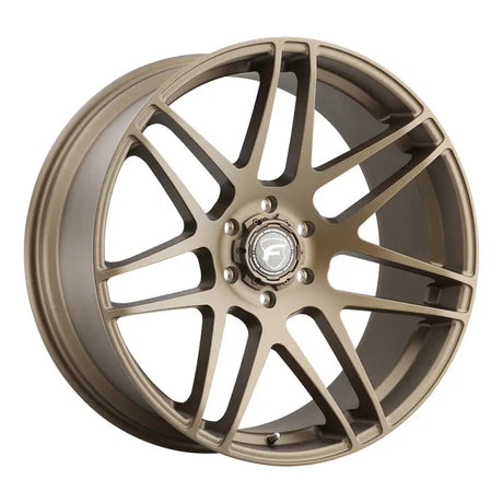Bronze-colored, multi-spoke wheel.