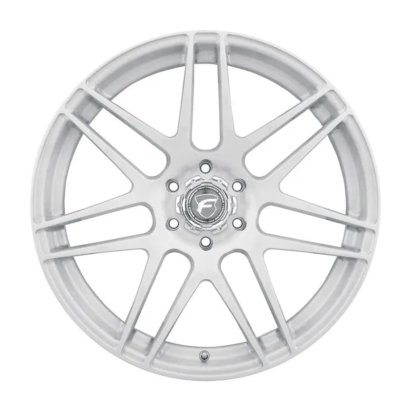 Silver multi-spoke car wheel.