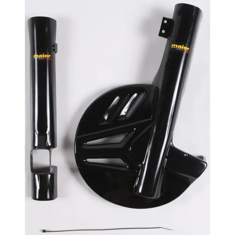 Black plastic ATV fork disc guard protectors for durable fork and disc safeguarding