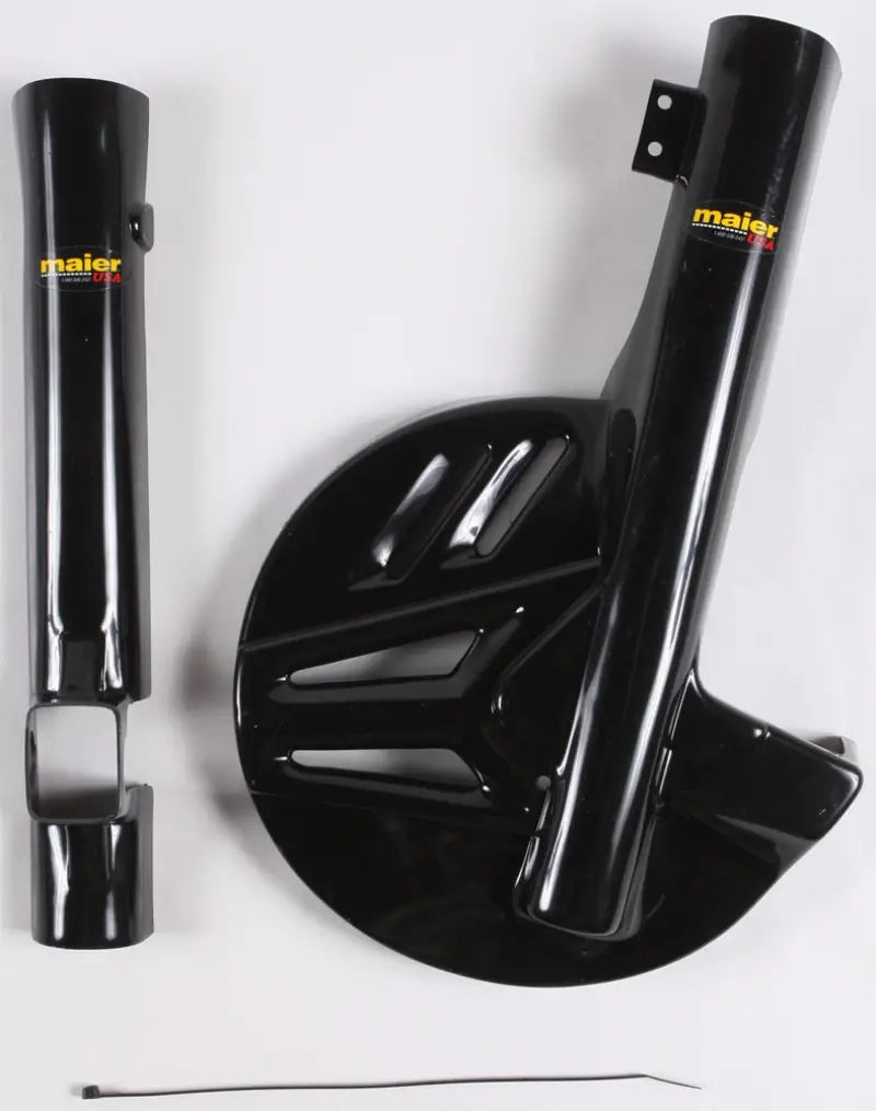 Black plastic ATV fork disc guard protectors for durable fork and disc safeguarding