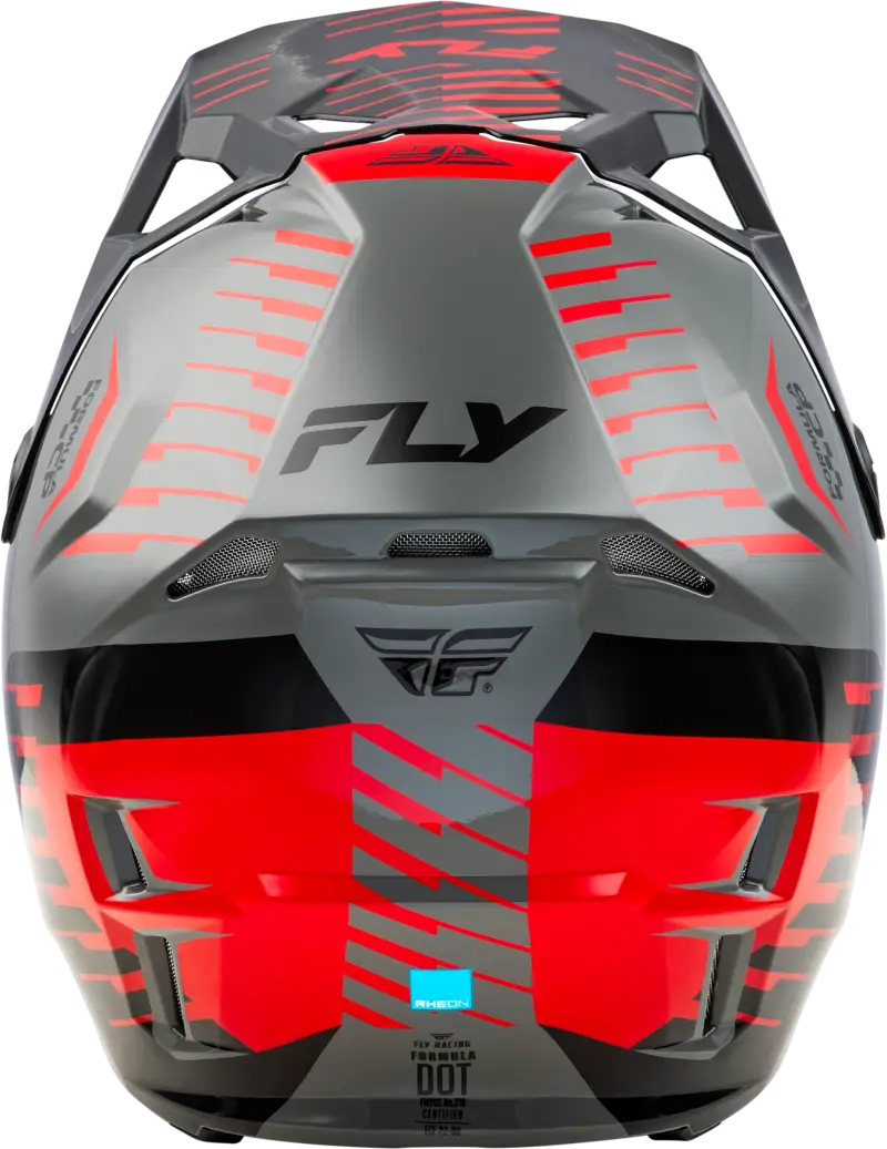 Gray and red motocross helmet with impact energy cells for better protection