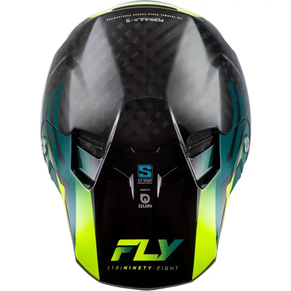 Formula S Carbon Byte Helmet Black Carbon/Teal/Lime Xl - FLY RACING