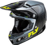 Black and gray motocross helmet from Formula S Carbon Protocol HLMT with impact energy cells
