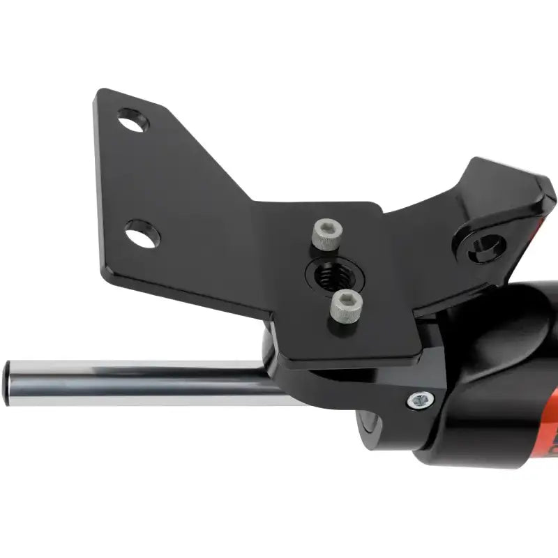 Fox 18+ Jeep JL 2.0 Factory Race Series 8.1in ATS Stabilizer 23.2in Ext Through-Shaft Axle Mount close-up view showing shaft and mounting plate.